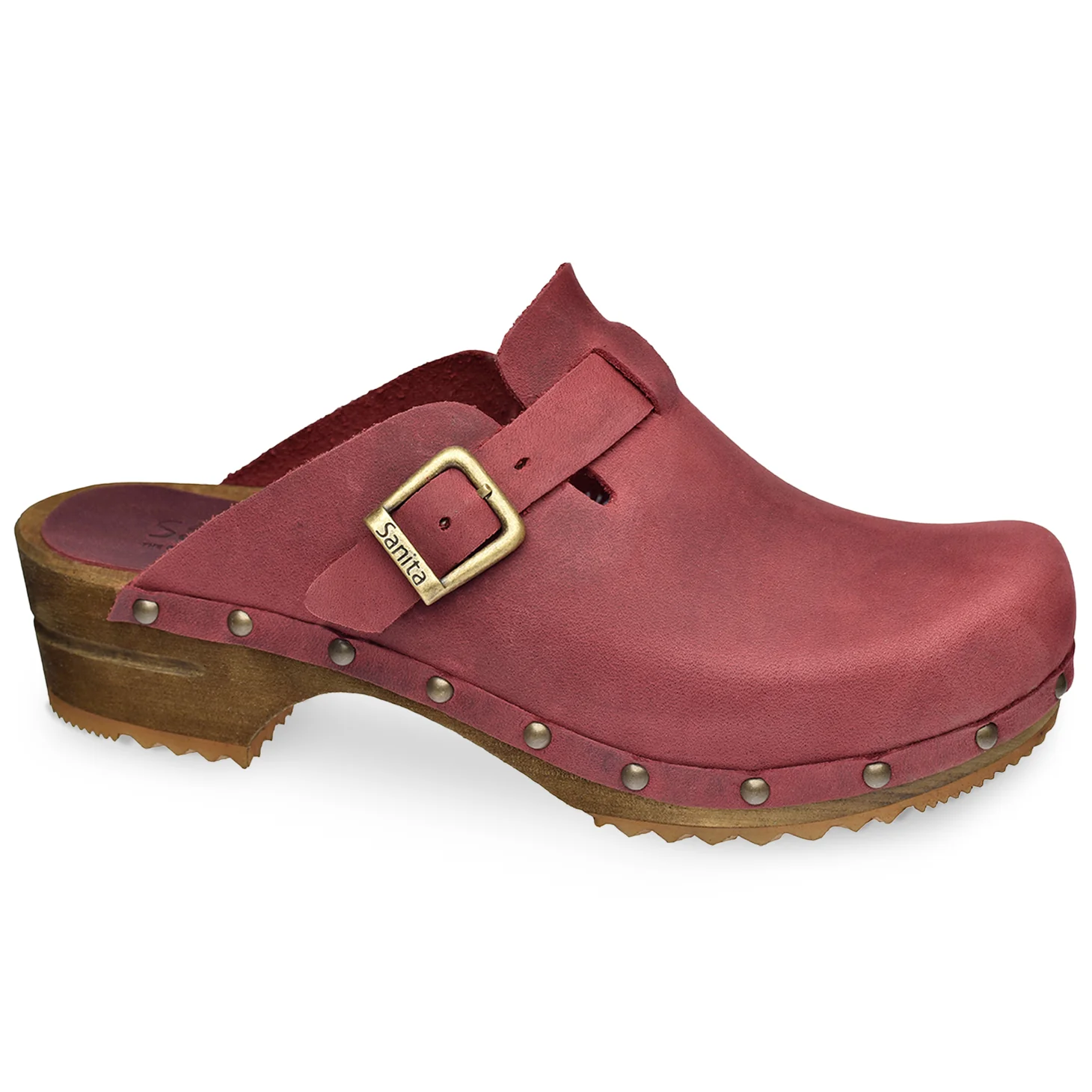 Kristel Women's Wood Clog in Deep Red