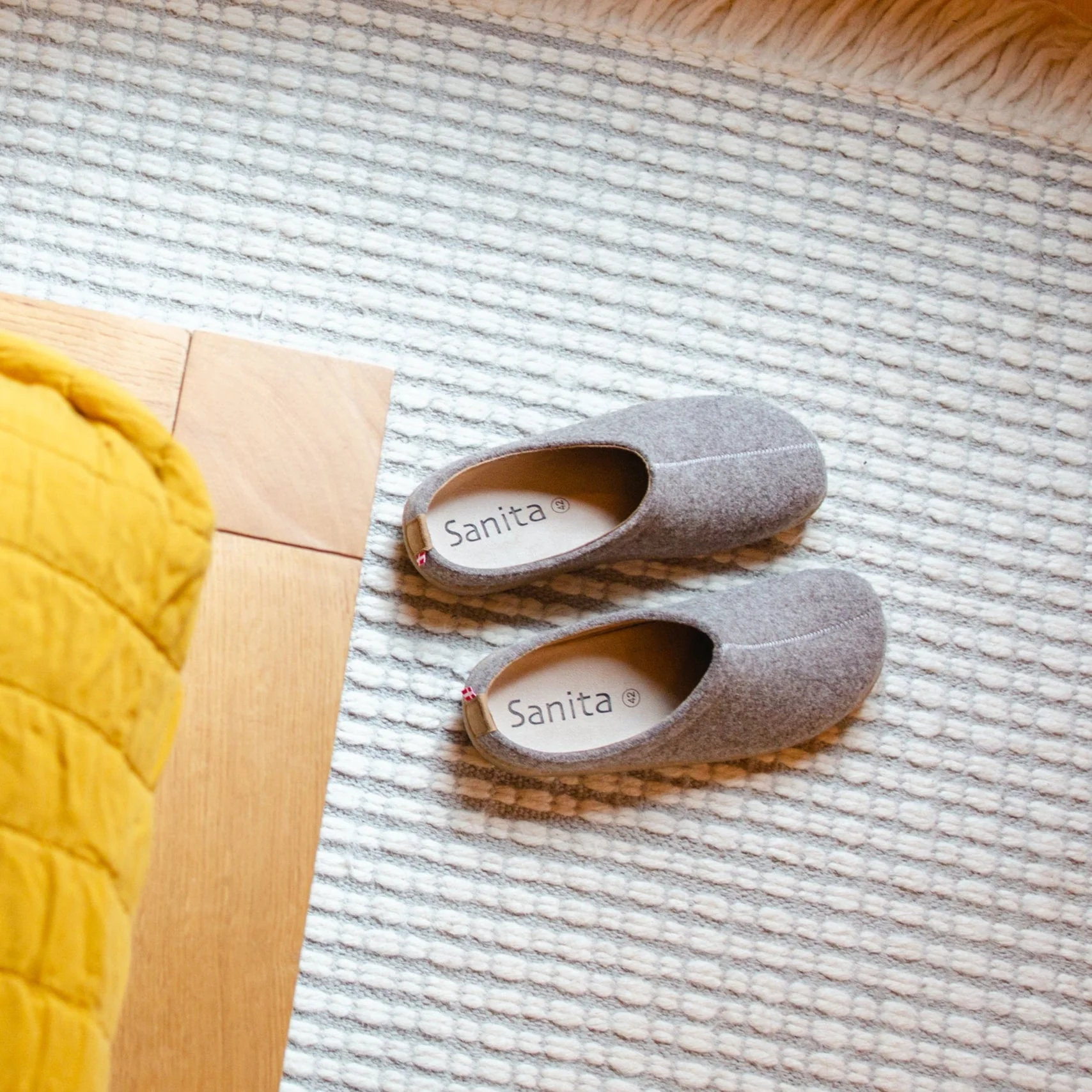 Lodge Slide Unisex Wool Slipper in Stone - Image 4