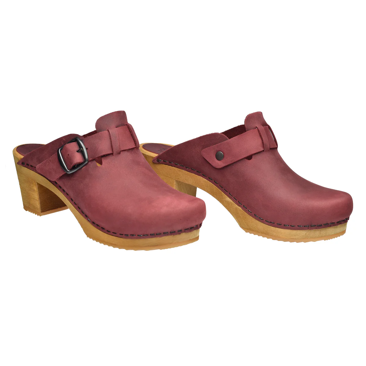 Malulo Women's Wood Mule in Deep Red - Image 3