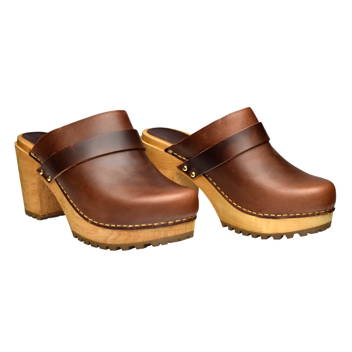 Peleni Women's Wood Clog in Brown - Image 3