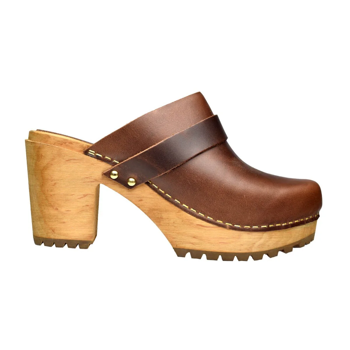 Peleni Women's Wood Clog in Brown - Image 4